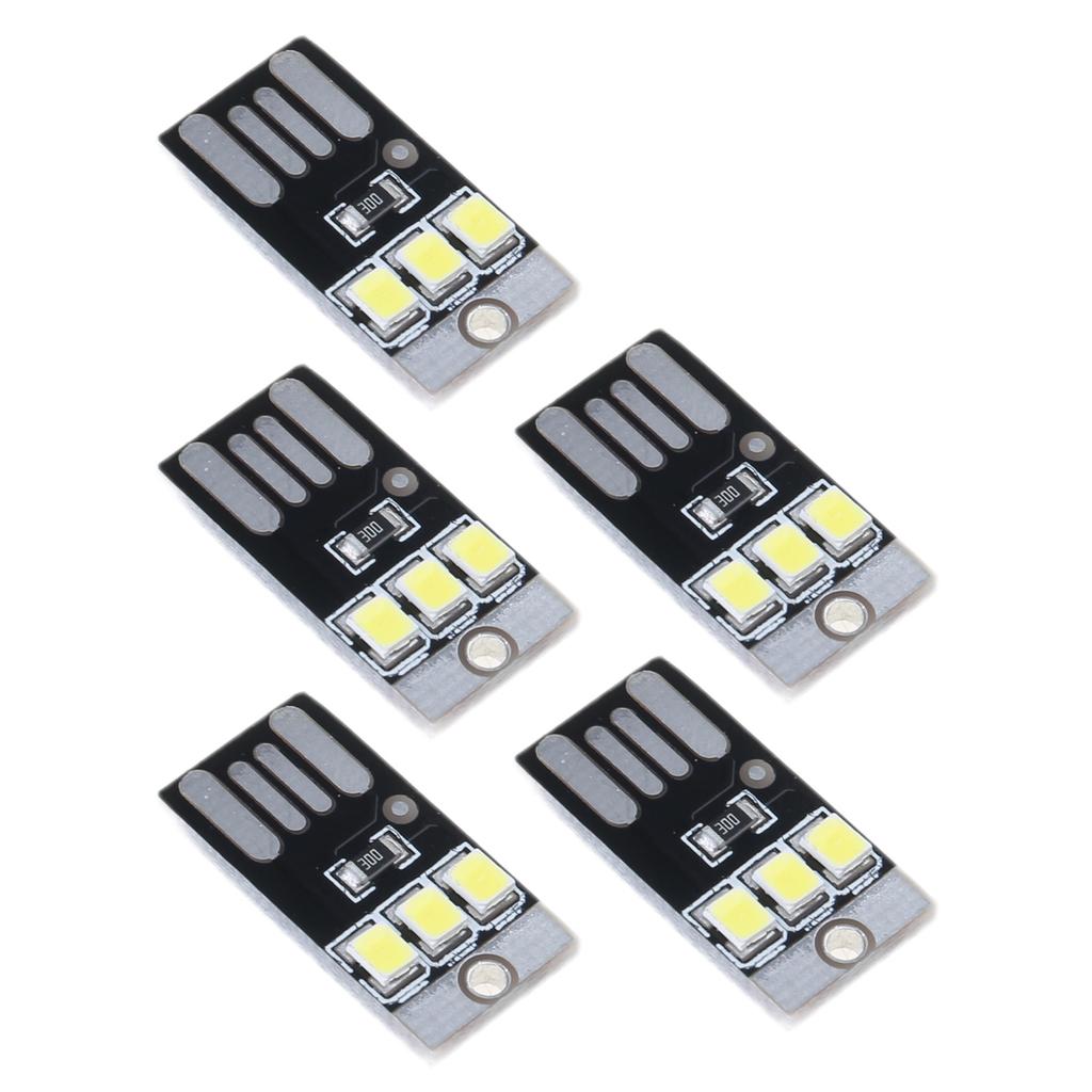 5Pcs Mini Pocket Card USB Power LED Keychain Night Light 0.2W USB LED Bulb Book Light for Laptop PC Powerbank
