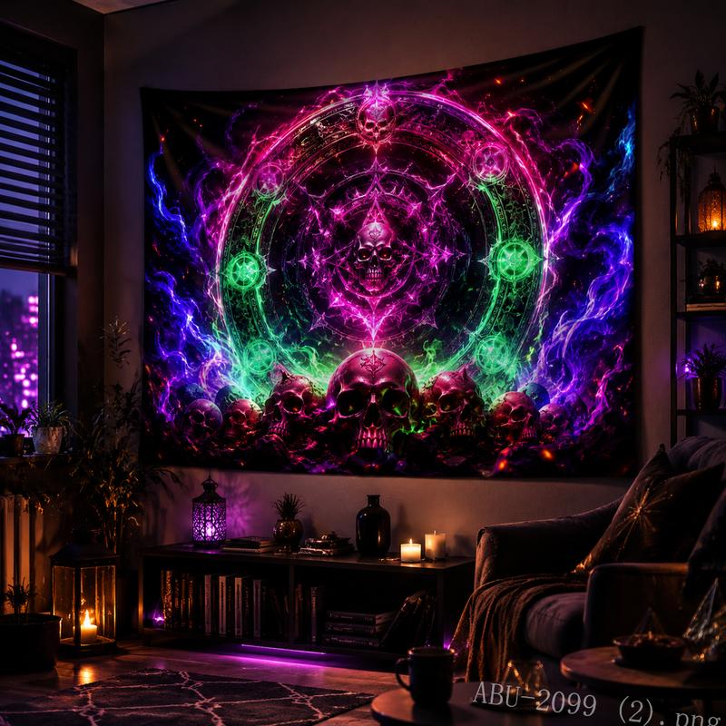 Bat Halloween Tapestry Blood Full Moon Purple Cloud Spooky Night Wall Hanging Teen Bedroom Dorm Party Decor Cloth