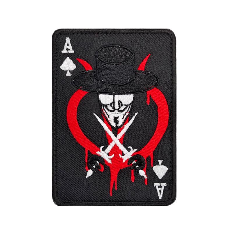 Eso pikové Poker Lebka Vyšívaná nášivka - Morální odznak na suchý zip na batoh