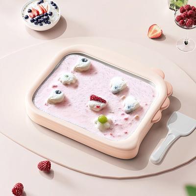 Kids Ice Cream Maker Stainless Steel Freezing Yogurt & Sorbet Machine with 2 Scrapers No-Electricity DIY Homemade Rolled Ice Cream Kit for Family Fun