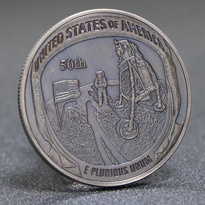 

American Aerospace Commemorative Coin, Apollo Moon Landing 50th Anniversary Commemorative Coin, Exploration Moon Coin мідний