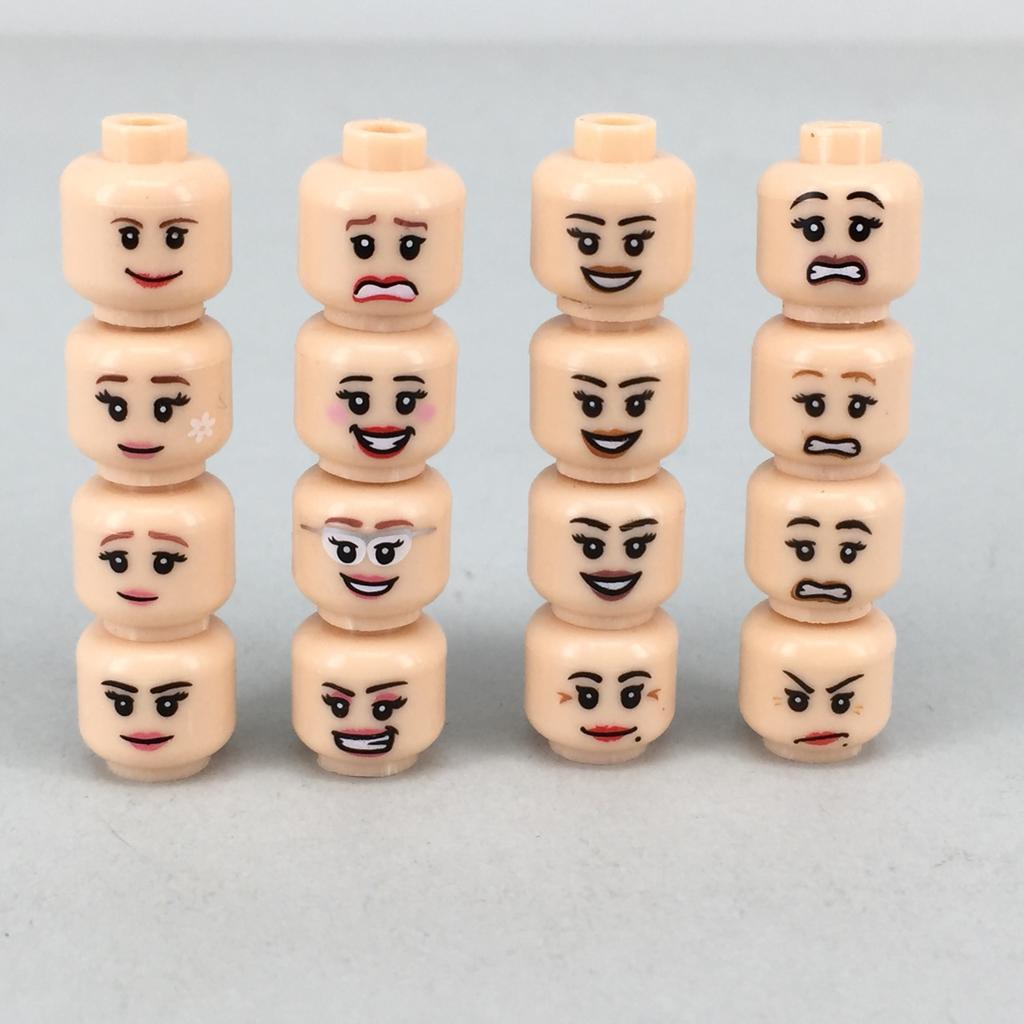 Set  MOC Bricks Boys and Girls Cute Beard Face Expression Figure Head Educational Building Blocks Toys For Kids Gift
