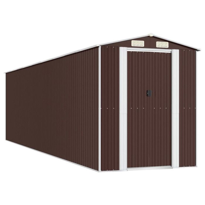 3147467 vidaXL Abri de jardin Marron foncé 192x772x223 cm Acier galvanisé