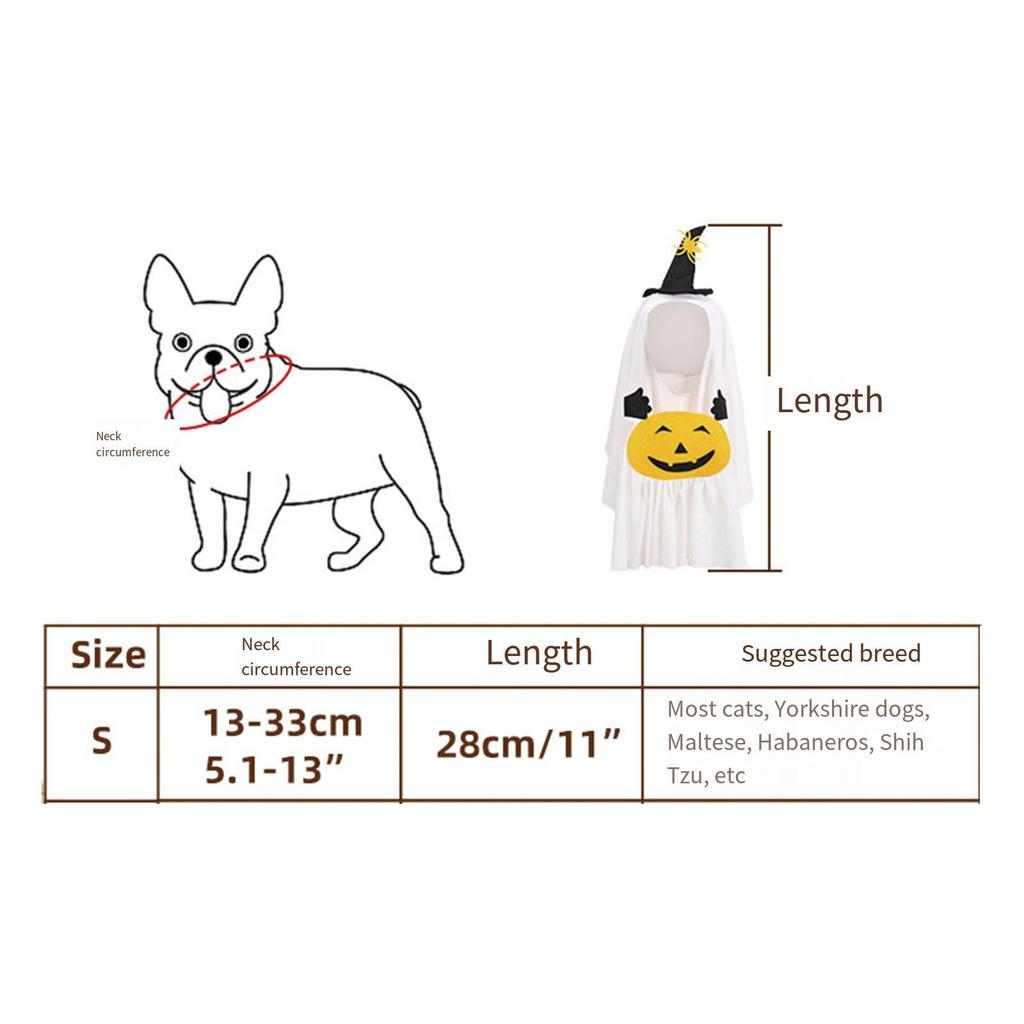 Halloween Ghost Pumpkin Dog Costume Dog Clothes for Holiday Halloween Party