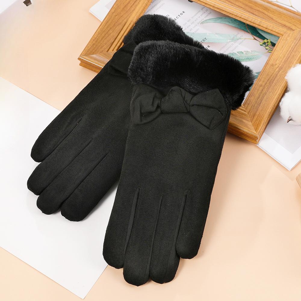 

Теплые перчатки для женщин, замшевые перчатки для вождения, для улицы, для велоспорта, плюс бархатные утолщенные перчатки с сенсорным экраном, осенне-зимние One size