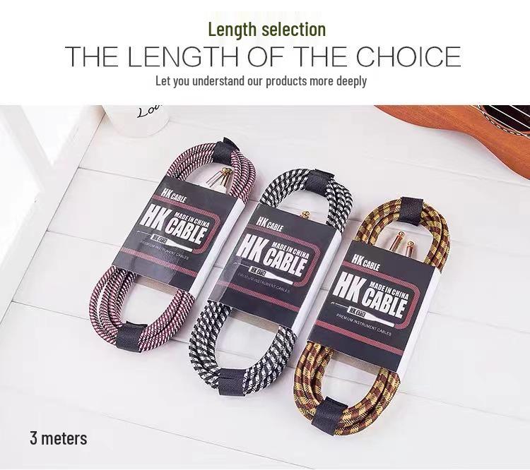 HK Brand 3M Braided Electric Guitar Audio Cable - High-Fidelity Connection for Sound Systems