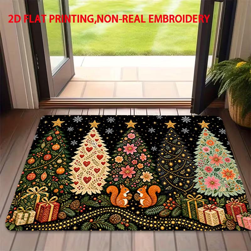 Christmas Red Snowman Reindeer Rug Cardinal Bird Snowflake Pattern Floor Carpet For Indoor Bedroom Xmas Party Decoration