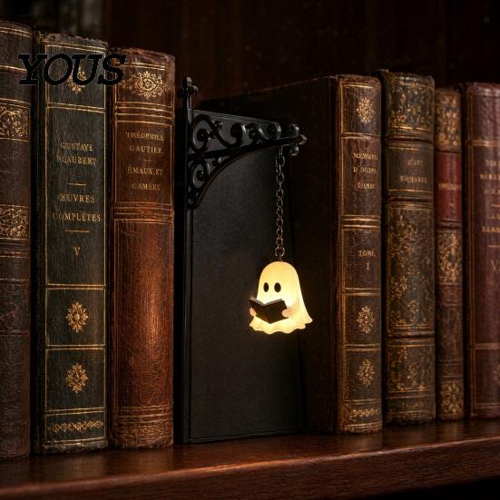 Soft Glow Reading Light Ghost Bookshelf Light, Decorative Library Lantern, Vintage Fantasy Book Nook Lamp, Magic Bookworm Gift Lamp for Bookworms,