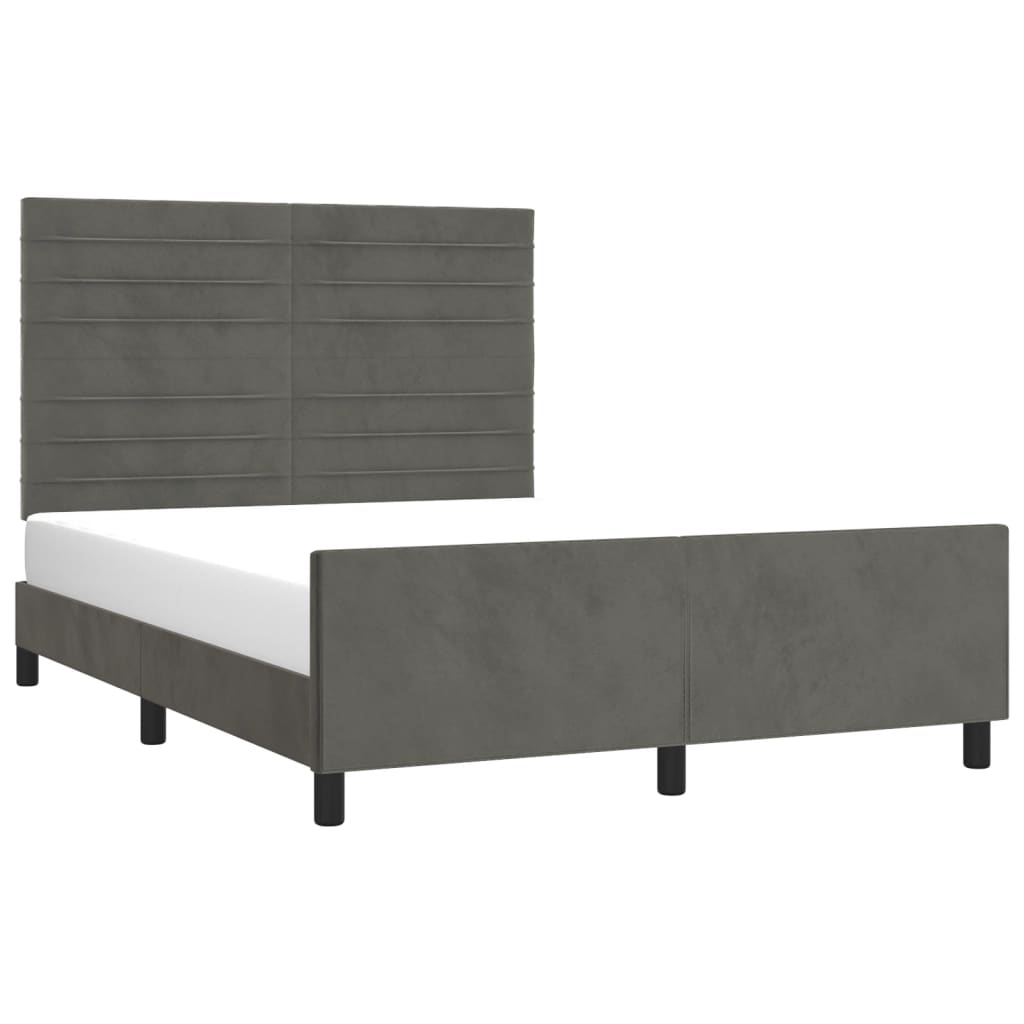 Vidaxl Struttura del Letto Senza Materasso, Grigio Scuro, 140X190 Cm, Velluto