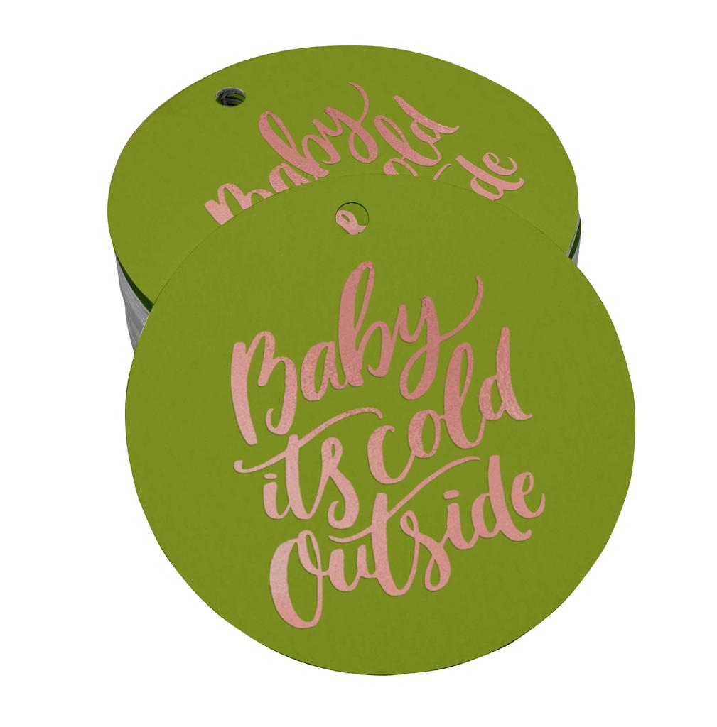 Inkdotpot Real Gold Foil Baby It's Cold Outside Baby Shower Tags Favor Hang Paper Tags 100