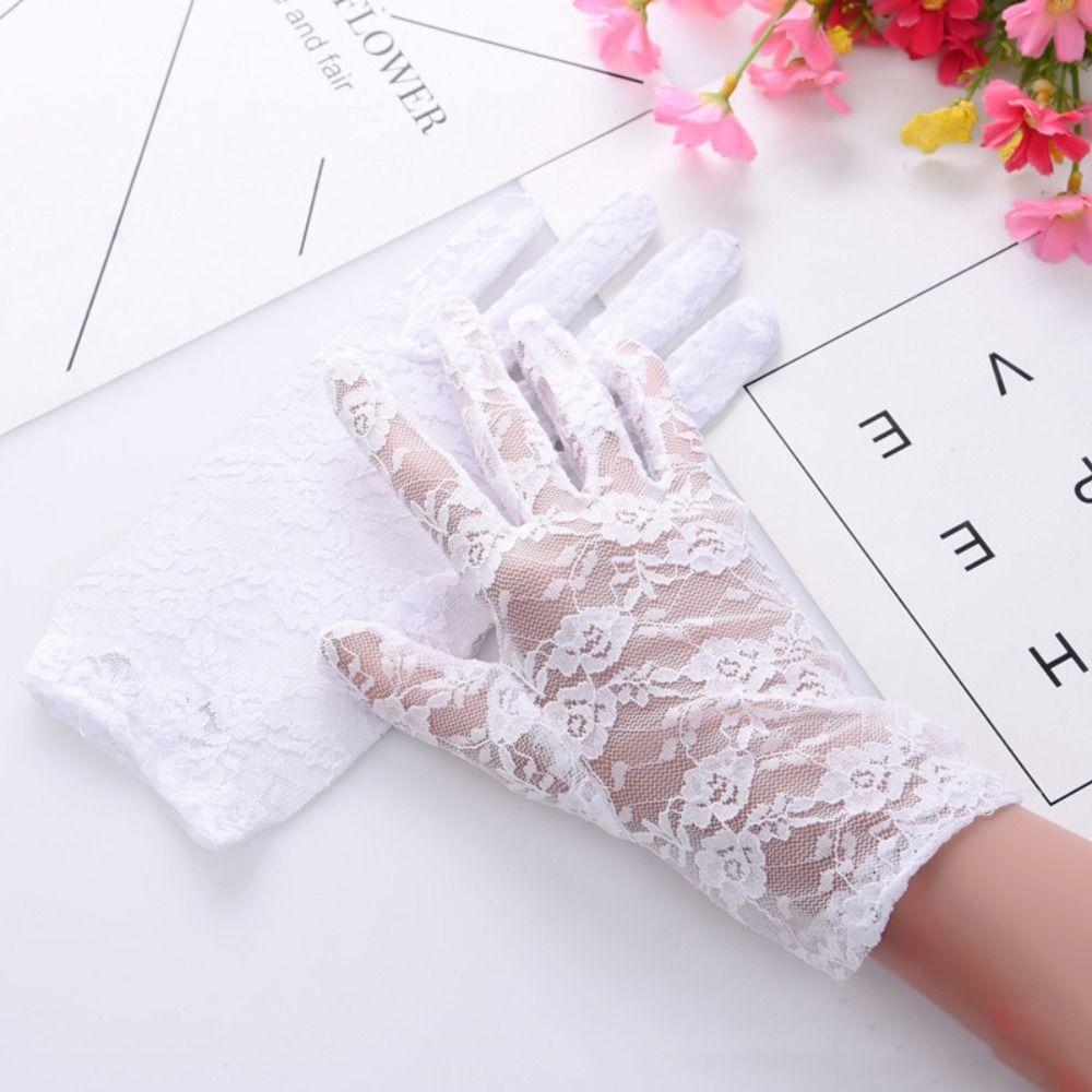 Thin Sunscrean Gloves Sun Protection Summer Mittens Lightweight Lace Flower Gloves  Summer