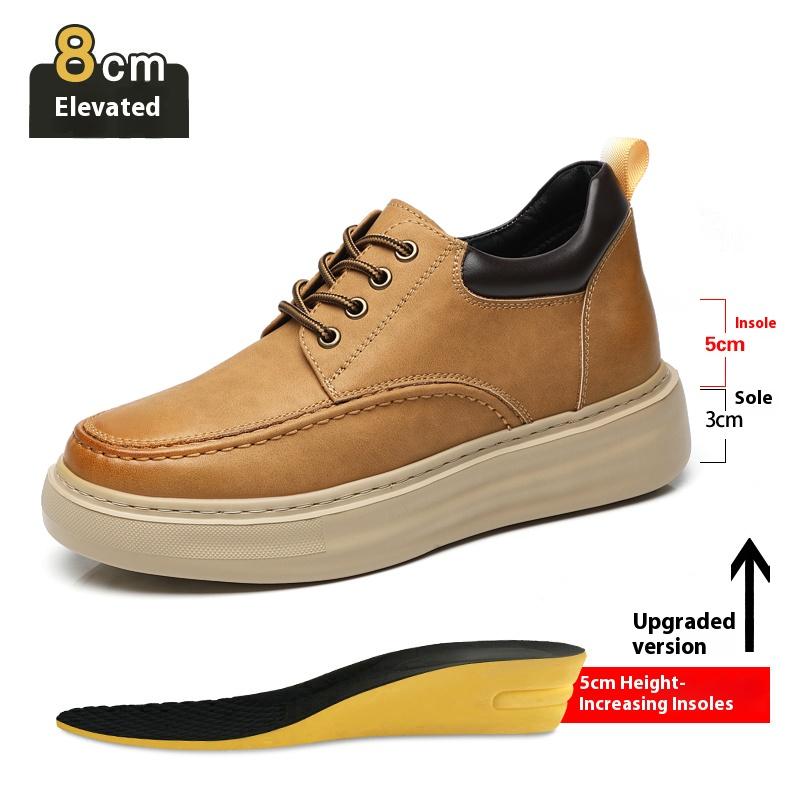 Scarpe con rialzo da uomo in vera pelle, solette per aumentare l'altezza 3/6/8CM, traspiranti, suola spessa, plateau, sneakers casual, scarpe da lavoro