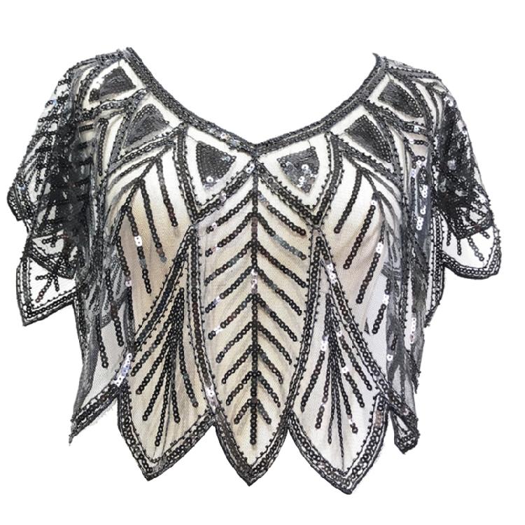 Sequins Flapper Shawl Costume Beadwork Accessories for 20s Theme Party