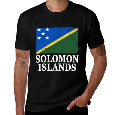 Flag Of Solomon Islands Vintage Look  Banner Tshirt Retro Graphic Print Tshirt