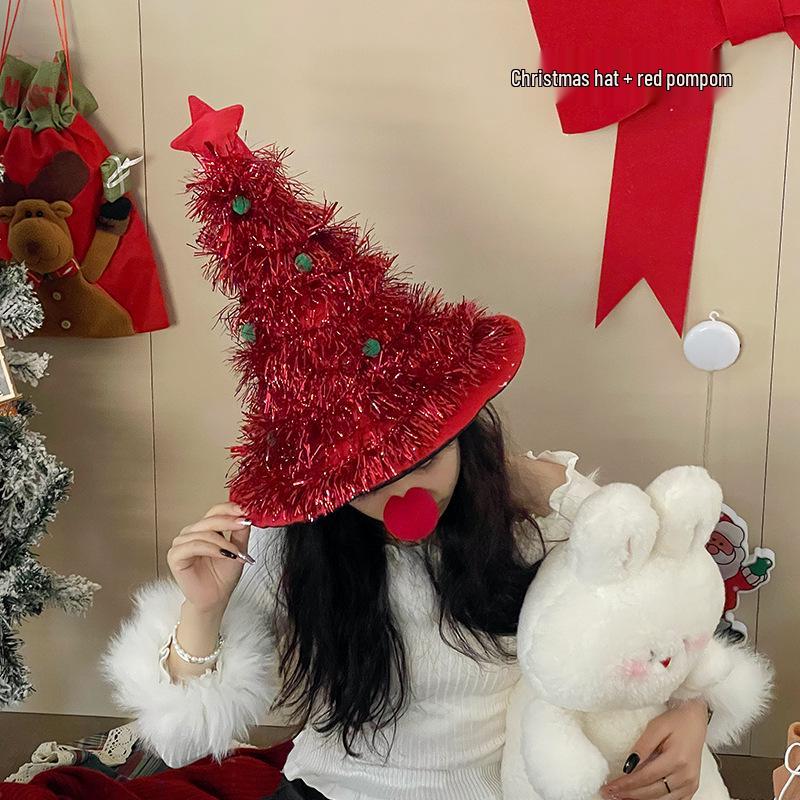 Korean Christmas Tree Hat for Adults & Kids - Festive Theme Party Costume & Photo Prop.