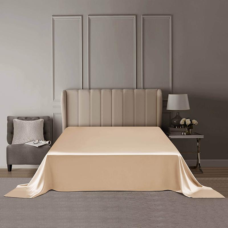 6A Grade 22 Momme Pure Mulberry Silk Flat Sheet Natural Breathable Soft Luxury Bedding