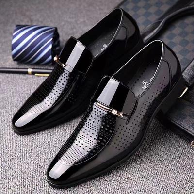 Leather Shoes Men's Youth Large Size Business Casual Dress Shoes Patent Leather Shiny Shoes Black Wedding Shoes