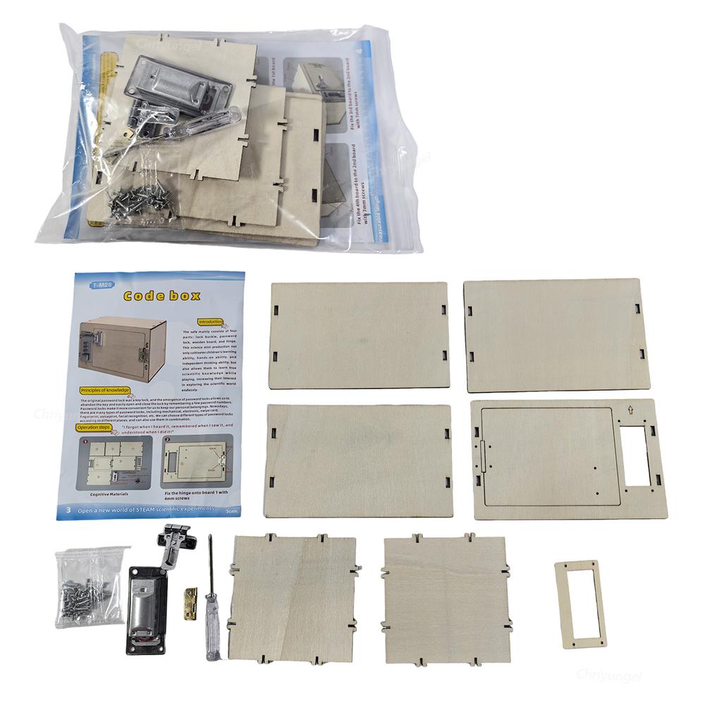 Boîte à mot de passe en bois DIY pour enfants Assemblage Boîte à code Projets scientifiques scolaires Kits d'expérimentation Jouets scientifiques Jouets éducatifs STEM