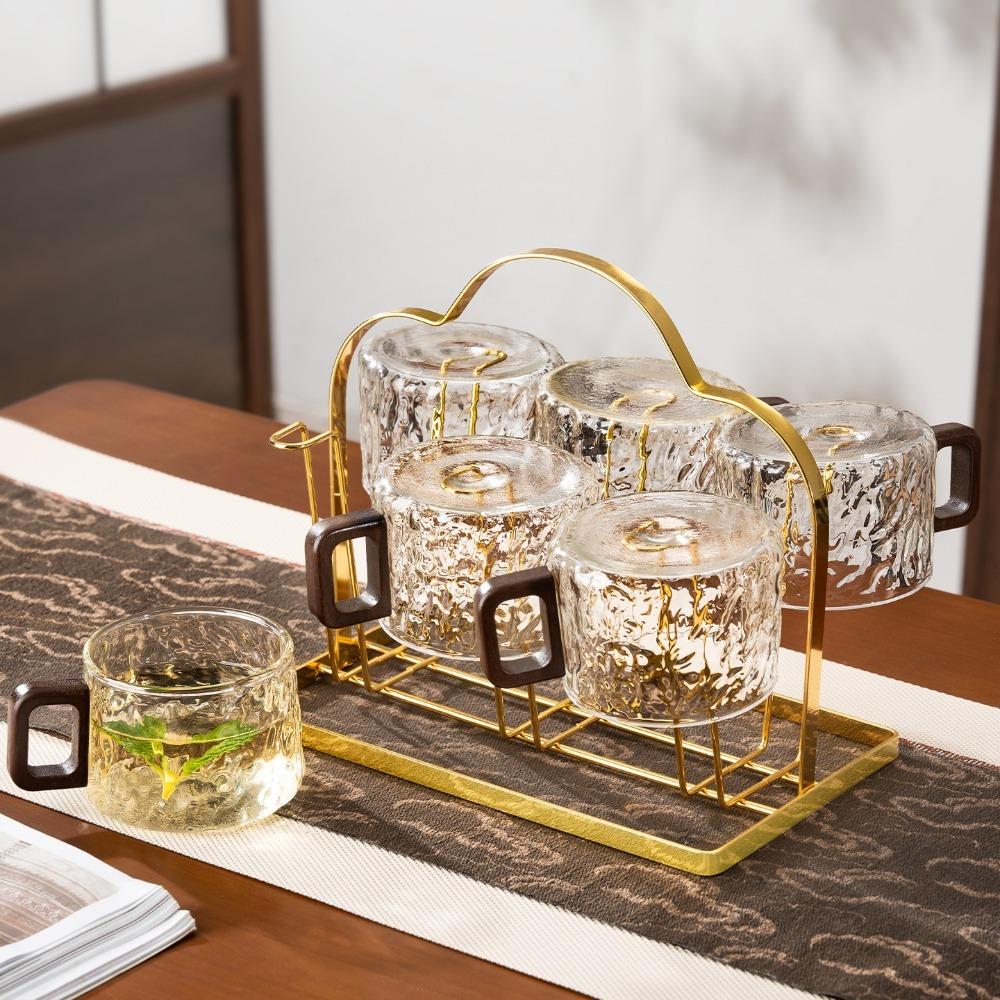 Glacier Pattern Glass Tea Cups High Temperature Resistant Water Cups Stylish Coffee Cups  Office