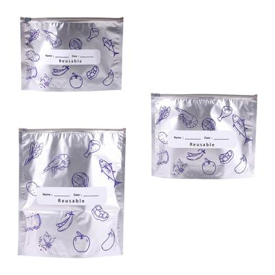 Reusable Aluminum Foil Sealable Storage Bags W/ Zipper Freezer Safe & Leak Proof Stand Up Storage Bags for Meat Fruit