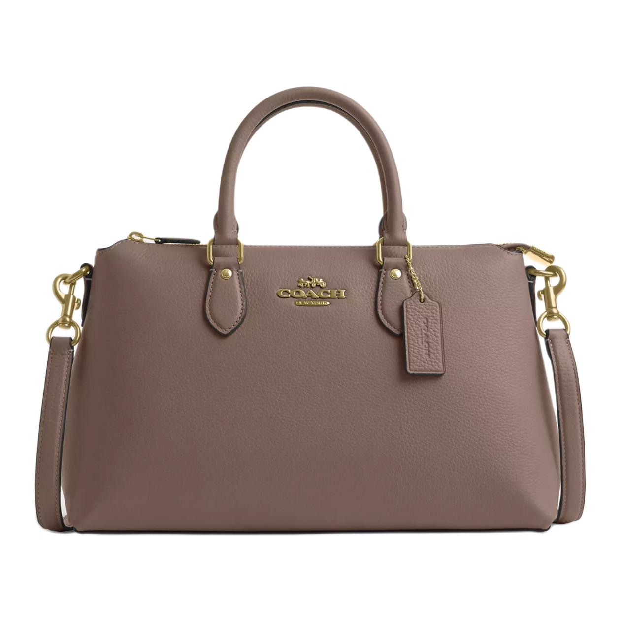 

Coach Georgia 34 Top Zip Closure Exquisite Pebbled Leather Shoulder Crossbody Tote Bag Large Women bags Dark-Stone CR156-IMV2R Basic Set (Bag+Dust Bag)