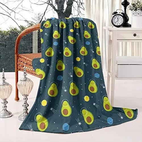Süße Avocado Lustige Kawaii Fruchtdecke Weiche Leichte Überwurfdecken Gemütliche Flanell Bettüberwürfe für Sofa Couch Reise Zimmer Dekoration