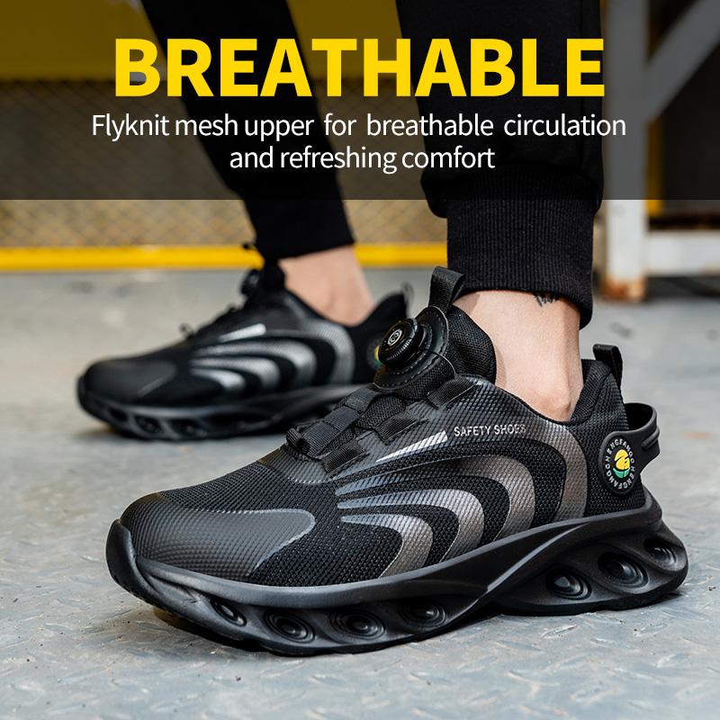 Rotary Buckle Work Sneakers Protective Shoes Lightweight Safety Shoes Puncture-Proof Anti-smash Steel Toe Working Shoes