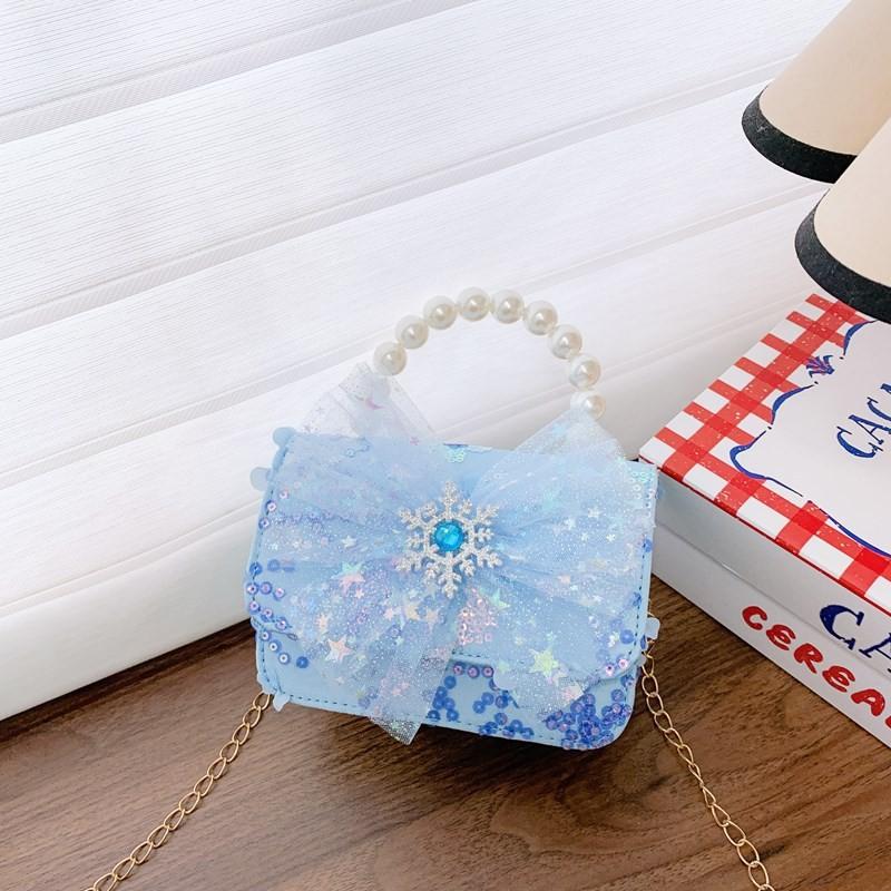 Snowflake Frozen Pattern Childrens Small Crossbody Bag With Material Sequin