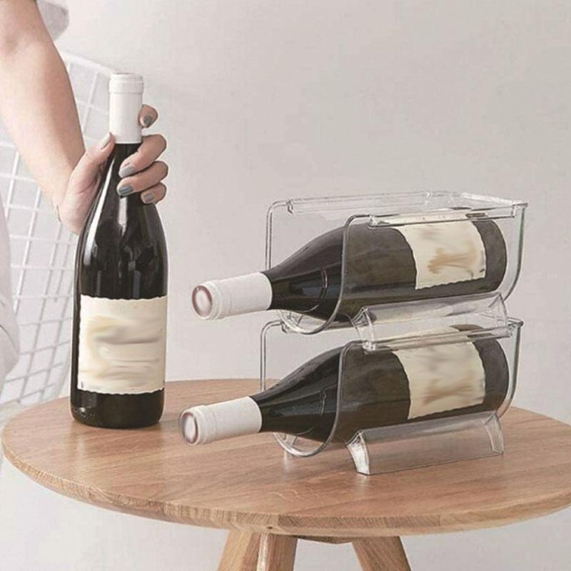 Refrigerator Organizer Tray for Wine and Glasses Plastic Wine Can Shelves with Stackable Glass Storage Racks Cup Storage Rack