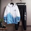 Sonbahar kışlık kapşonlu pantolon takım elbise nefes rüzgar geçirmez uzun kollu erkek Hoodie İpli pantolon spor giyim seti