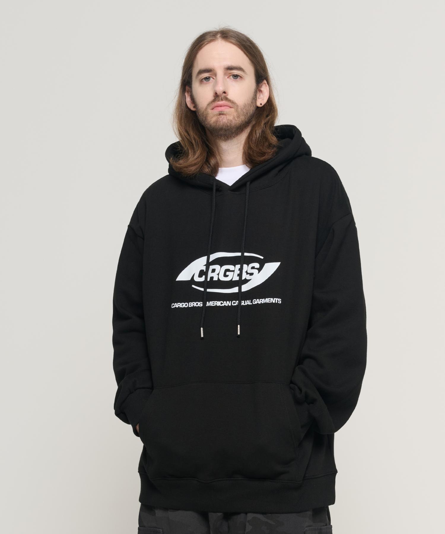 Cargo Bros Over Box Logo Oversized Hoodie (Black) M (Brushed)