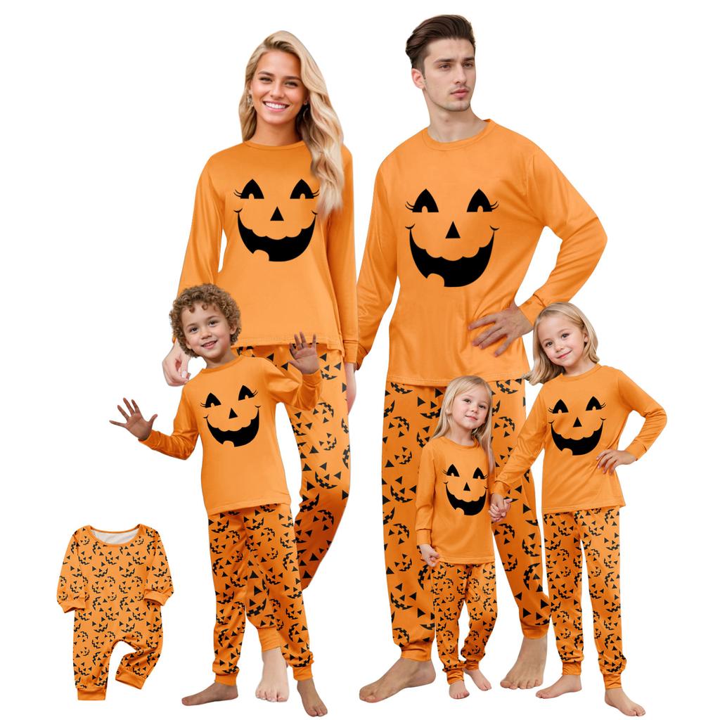 Print Cute Family Set Pajamas, Home Clothes, Family Set Long Sleeve Top Pants Set