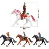4pcs Horse Riding Figurine Plastic Farm World Character Model Toys Action Figure House Games for Kids Animal Collection (Random Color)