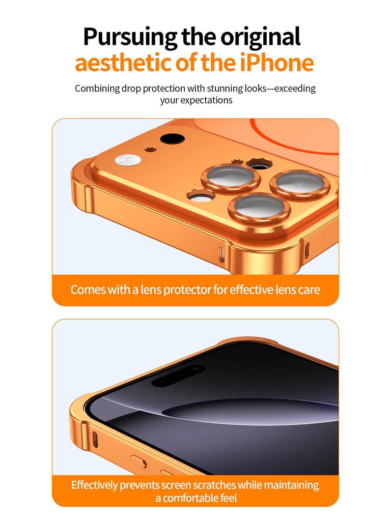 iPhone 16 Pro Max Metal Frame with Magnetic Adsorption & Lens Protection for iPhone 17