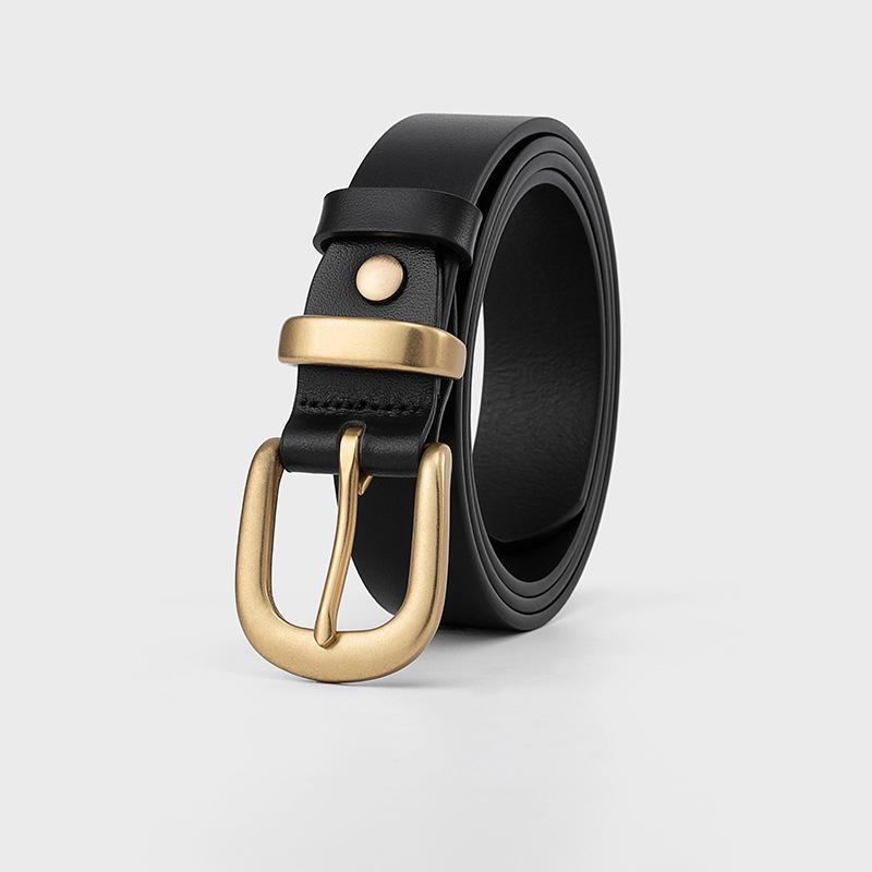 Genuine Leather Belt for Women  Brass Pin Buckle for Women  Simple and Fashionable Versatile Business Head Layer Cowhide Belt High End Feeling