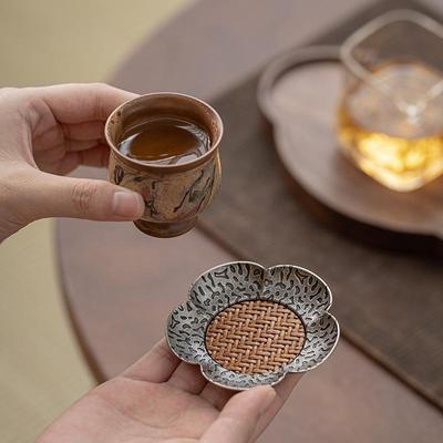 1PC Cup Mat Woven Rattan Coaster Tea Ceremony Accessories Modern Home Decor Chinese Style Gongfu TeaSet Unique Gift