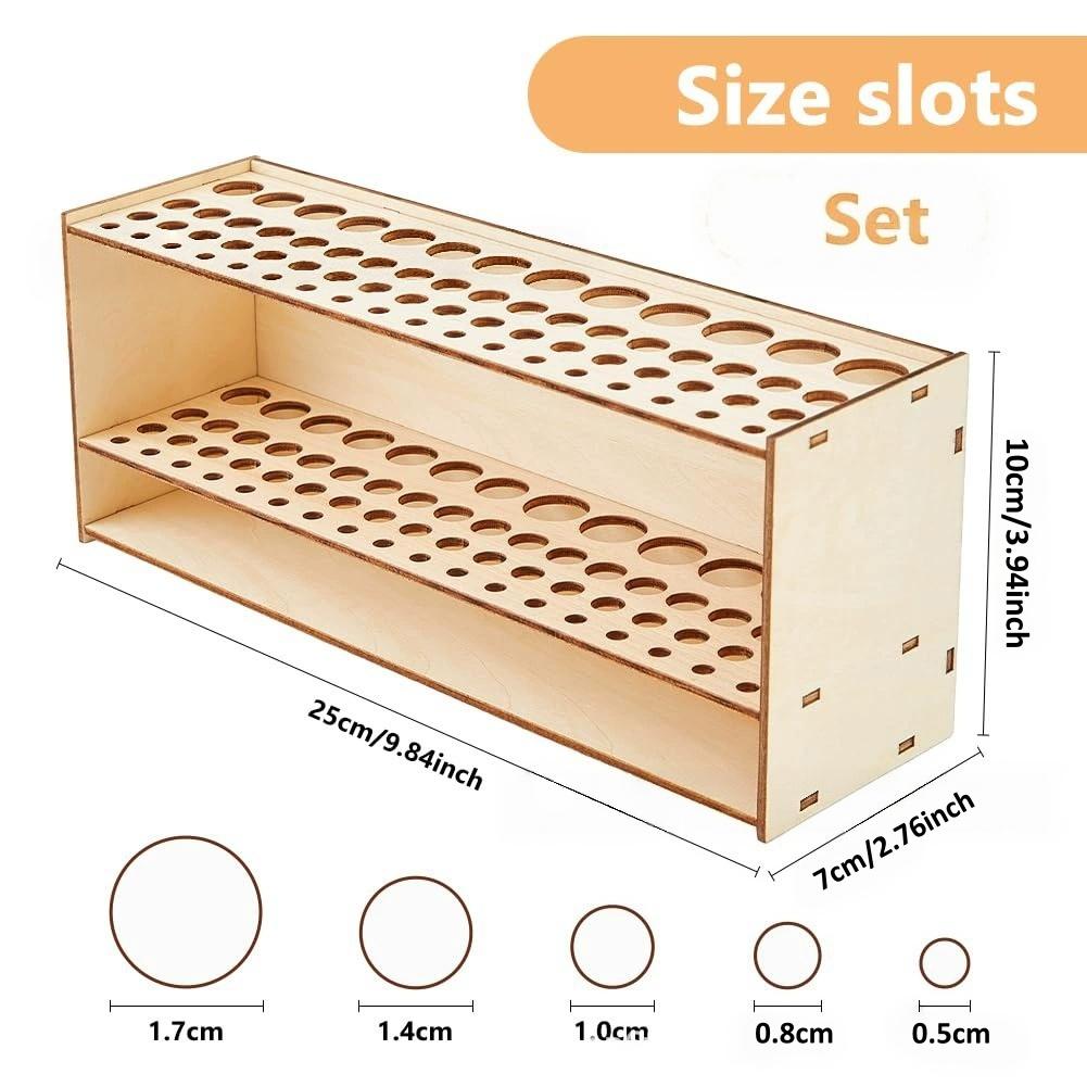 Wooden Paint Brushes Stand, Detachable Porous Desktop Organizer, Painter'S Tool Storage Rack, Home Studio Universal