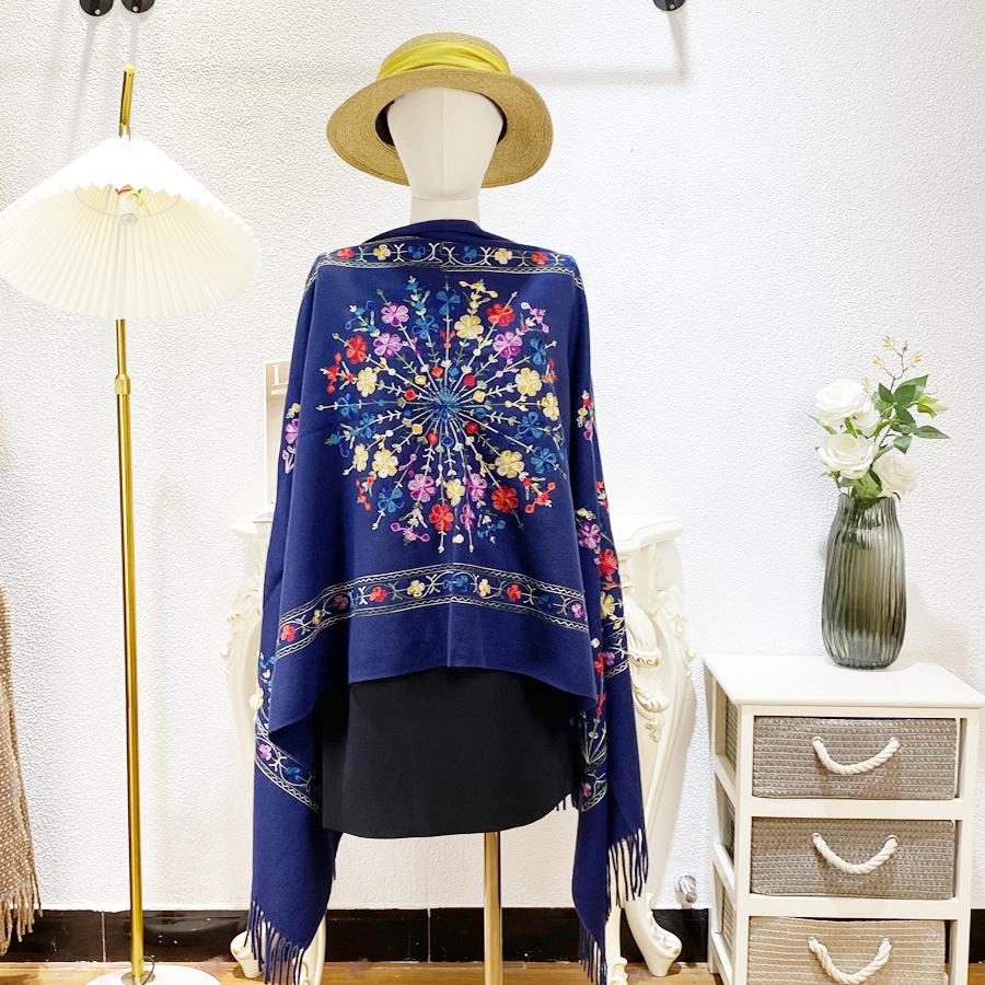 Ethnic style embroidered cape, shawl, and scarf for women, embroidered for warmth, suitable for travel in Lijiang, Qinghai Lake, and Tibet