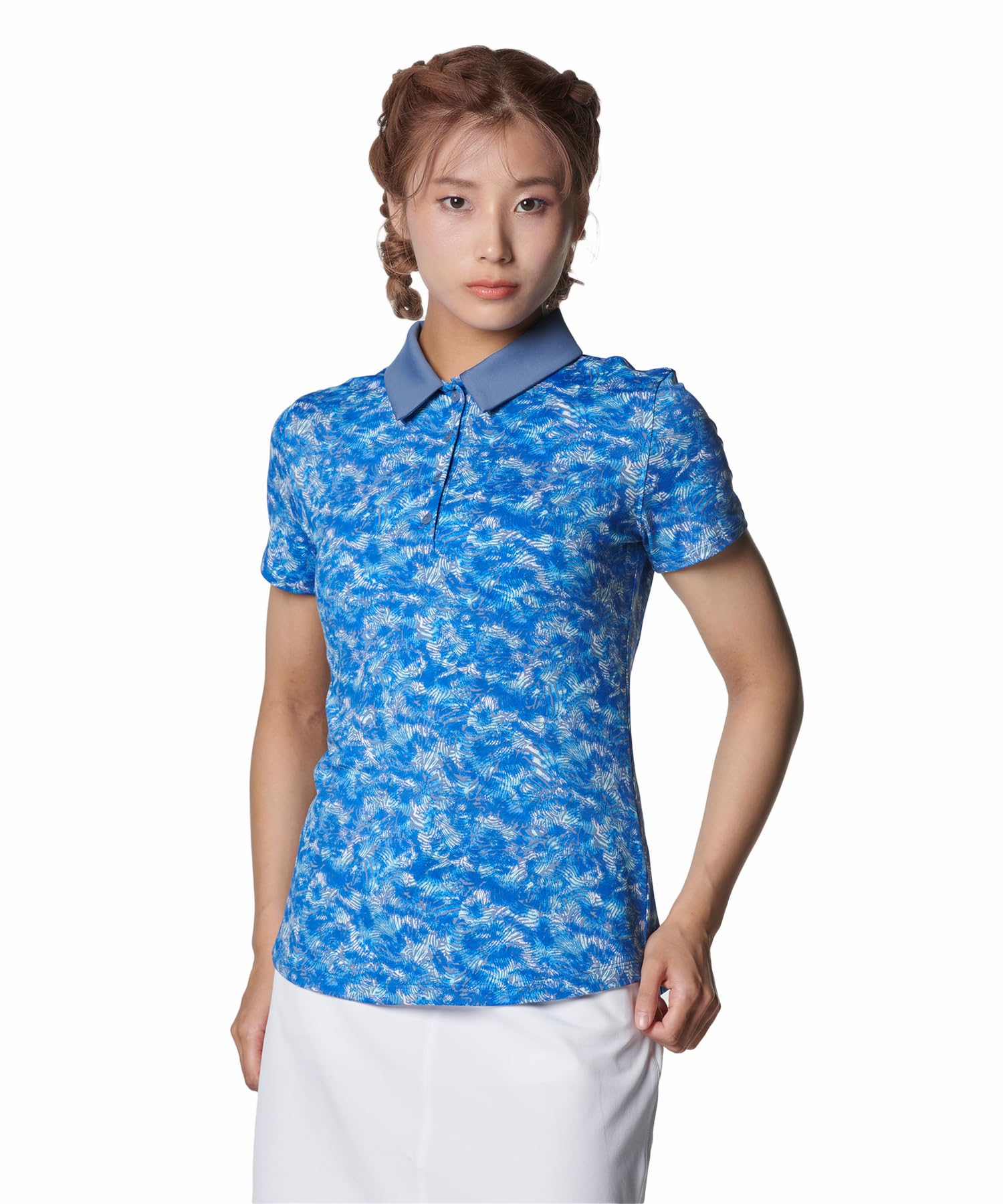 

UA Playoff Printed Polo SS Hushed Blue Water Metallic Silver SM [Under Armour]