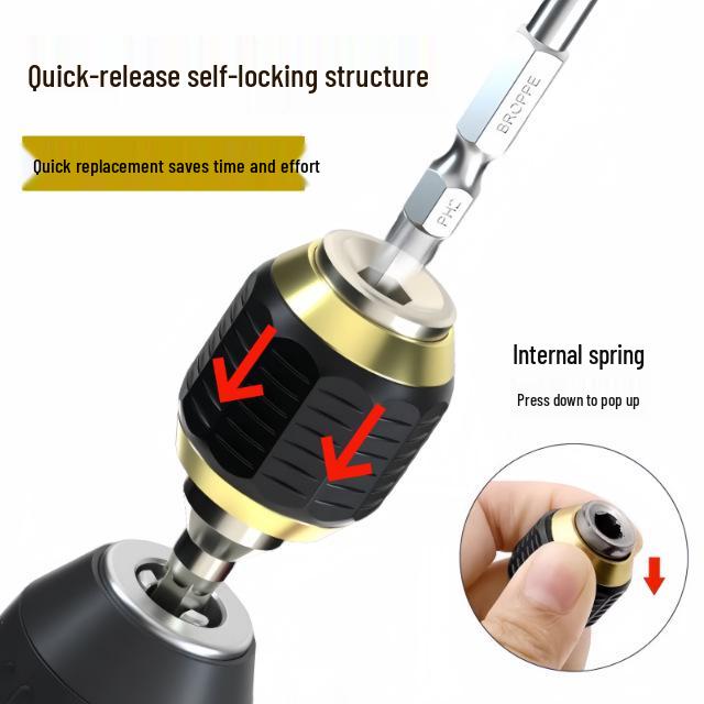Quick-Release Self-Locking Drill Chuck Adapter with Hex Shank and Quick-Change Extension Rod