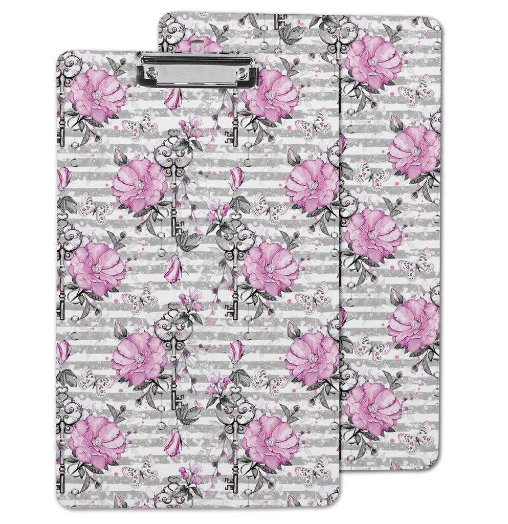 Inkdotpot Decorative Clipboard Letter Size with Low Profile Clip,Retractable Key Hole for Hanging Paperboard for Office School w/Free Marker & Eraser