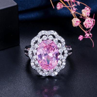 CMM Retro Luxus Gelb Rosa Zirkonia Party Hochzeit Schmuck Geschenk für Liebhaber Mode Einfach zu Kombinieren Silber Ring