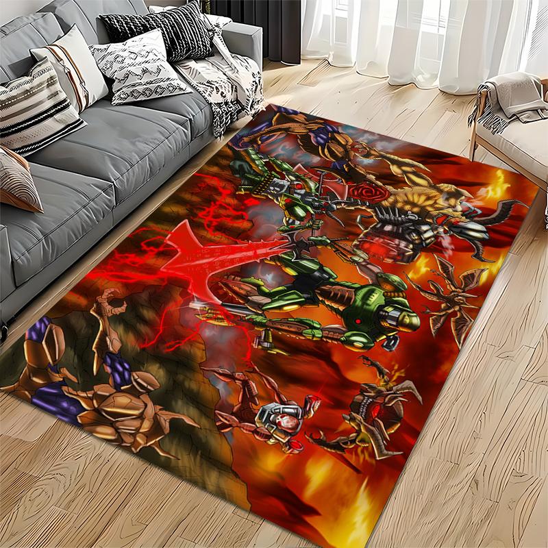 Action-Packed Robots and Monsters Battle Rug Non-slip rug suitable for living room and bedroom sofas