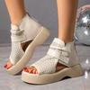 Women's Spring and Summer New Fish Mouth Cutout Boots Platform Wedge Sandals Back Zipper Waterproof Platform Sandals