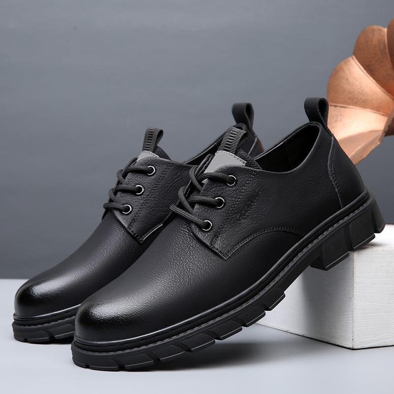 

Модные кожаные мужские туфли на шнуровке, повседневные походные туфли на мягкой подошве, черные мужские оксфорды Zapatillas Hombre 10 чёрный