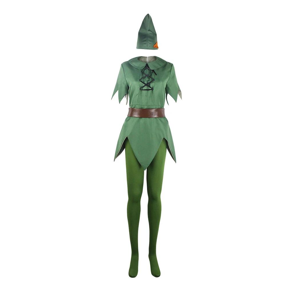 Fantasy Movie Peter Cosplay Jumpsuit Pan Costume Ears Belt Stockings Boots Hat Shoes Men Women Adult Outfit Halloween Party Suit