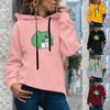 Women's Fashion Casual  Print Hooded Sweatshirt Loose Sports Tops Pullover