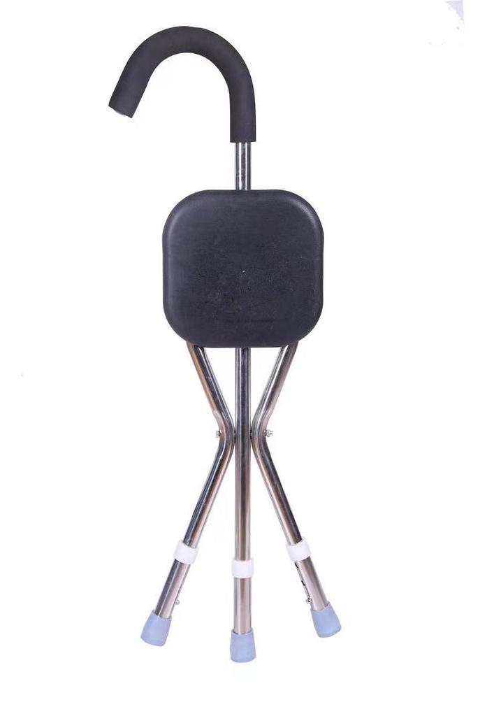 Four-Legged Folding Cane Seat: Portable Anti-slip Walker Stool for Elderly