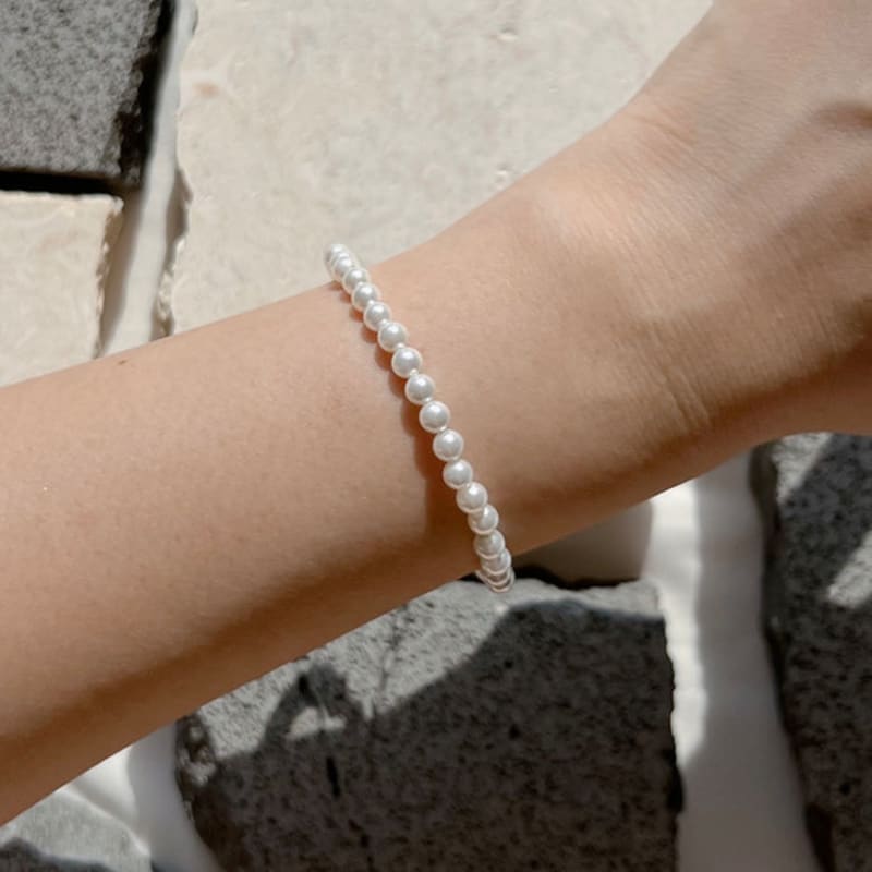 KIETIMOOR White Pearl Bracelet 4mm (Silver925) White Pearl Bracelet Silver