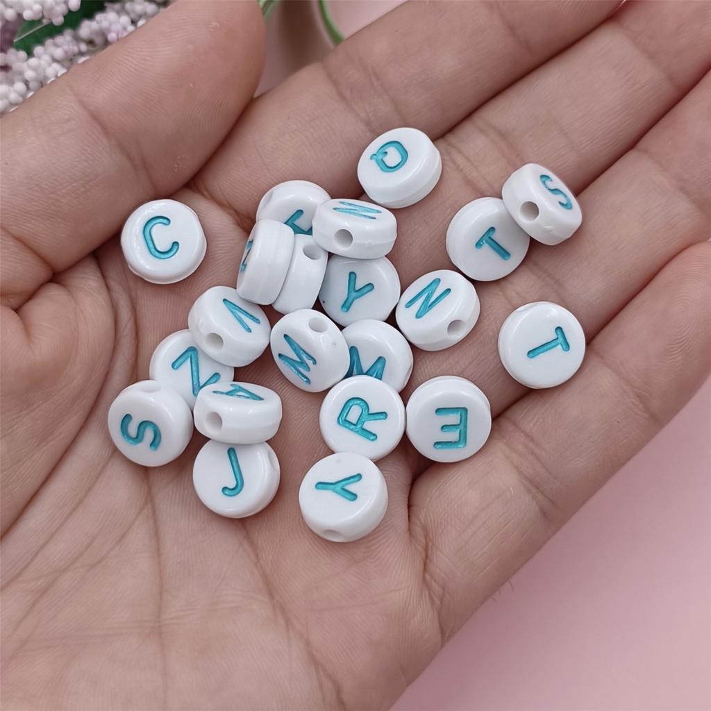 100Pcs 10mm For Jewelry Making DIY White Colorful Letter Loose Beads Necklace Bracelet Pendant Candy Color